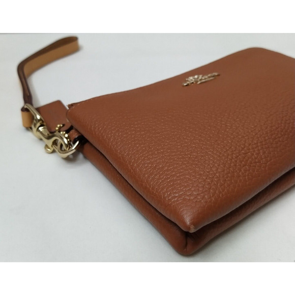 Coach Brown Pebbled Leather Double Zipper Closure Credit Card Wristlet - Wallet - Picture 8 of 13